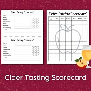 Scorekaart ciderproeverij, organiseer een happy hour hard cider-proeverijvluchtfeest, scorekaart drinken, ambachtelijke ciderliefhebberfeest, date-avondspel