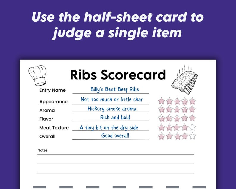 Out Getting Ribs Note Sheet Ribs Tasting Scorecard – BBQ Cookoff Judging Sheets (digital Download ...