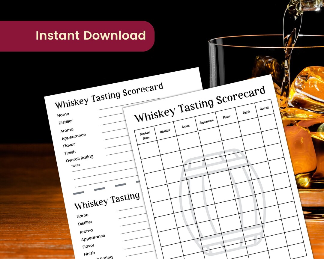 Whiskey Tasting Score Card Whisky Tasting Flight for Whiskey Etsy