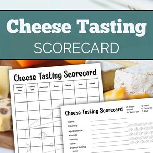 Cheese Tasting Scorecard – Wine & Cheese Party Game (PDF Download)
