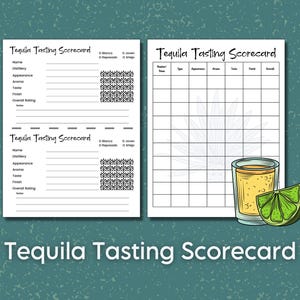 Tequila-proeverijscorekaart, tequila-vluchtbord, proefnotities voor Happy Hour-spel, Cinco de Mayo Tequila Party Shots scorekaart-proefmat