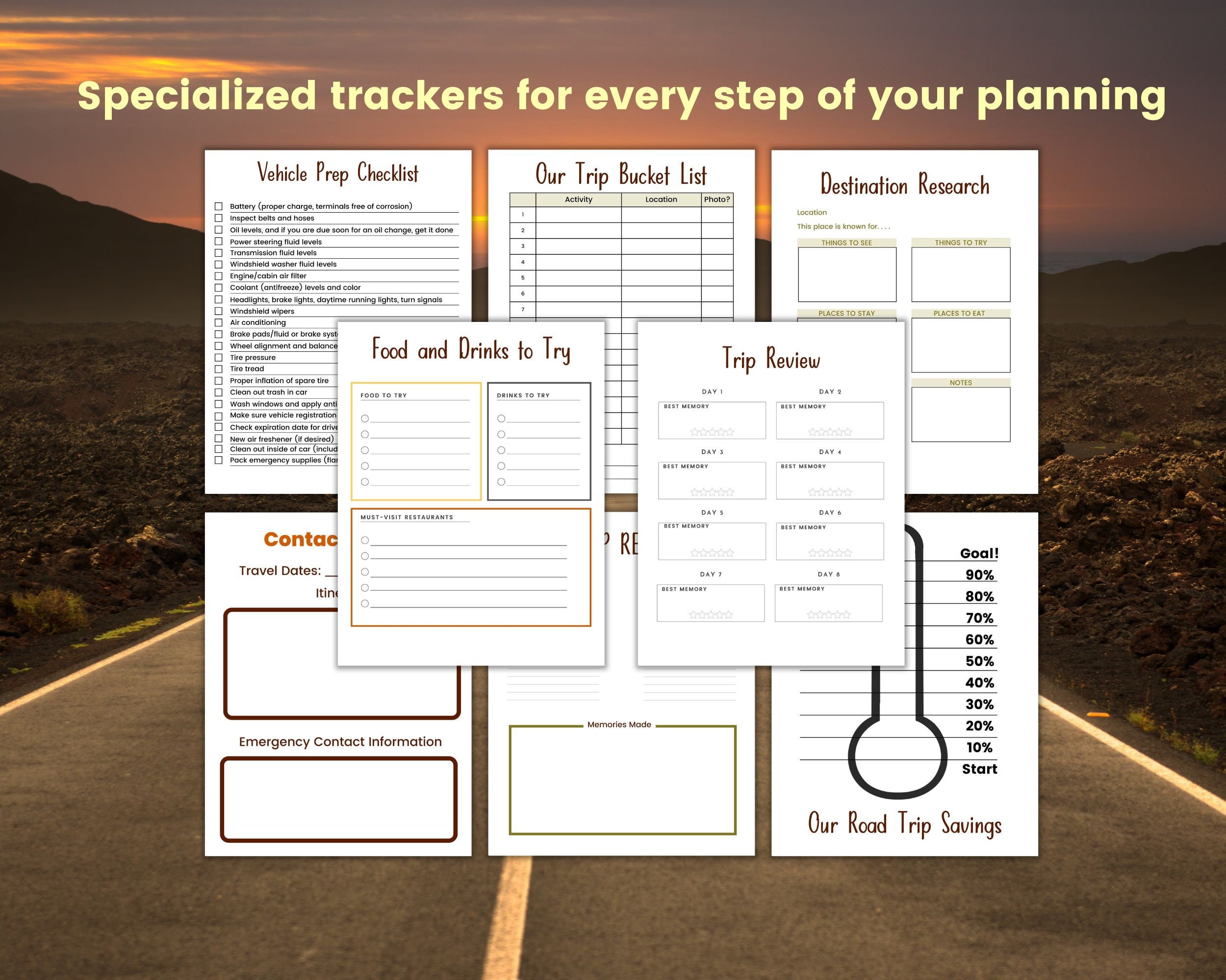 Road Trip Planner Printable Checklist, Trip Planning for Total Trip