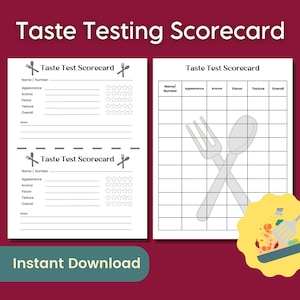 Taste Testing Challenge Contest Score Card, Cookoff Party Food Tasting Game Scorecard, Food Judging Ballot for Cook Off Competition