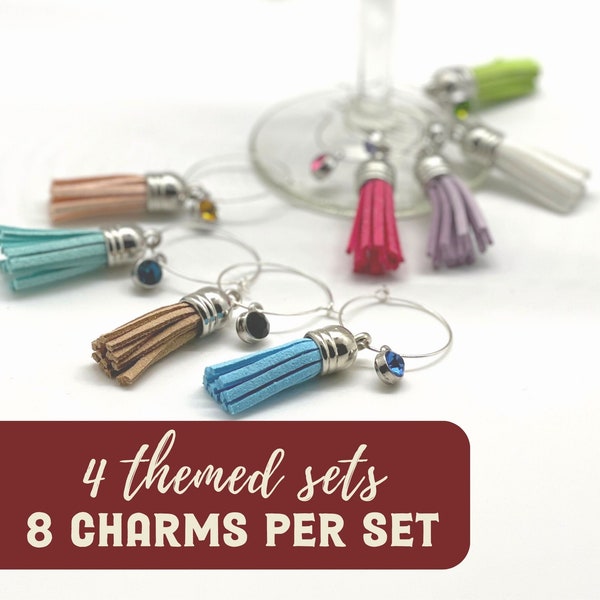 Wine Glass Charm Tags, Drink Markers and Glass Identifiers for Wine Tasting Party or Host or Hostess Gift