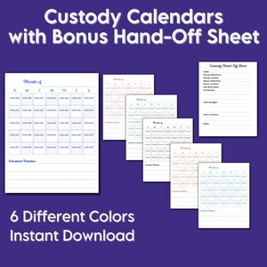 Custody Calendar Printable - Keep Track of Visitation Schedule for ...