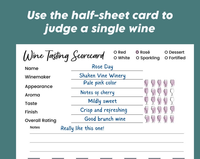 Wine Tasting Score Card, Tasting Scorecard Wine Party, Wine Flight ...