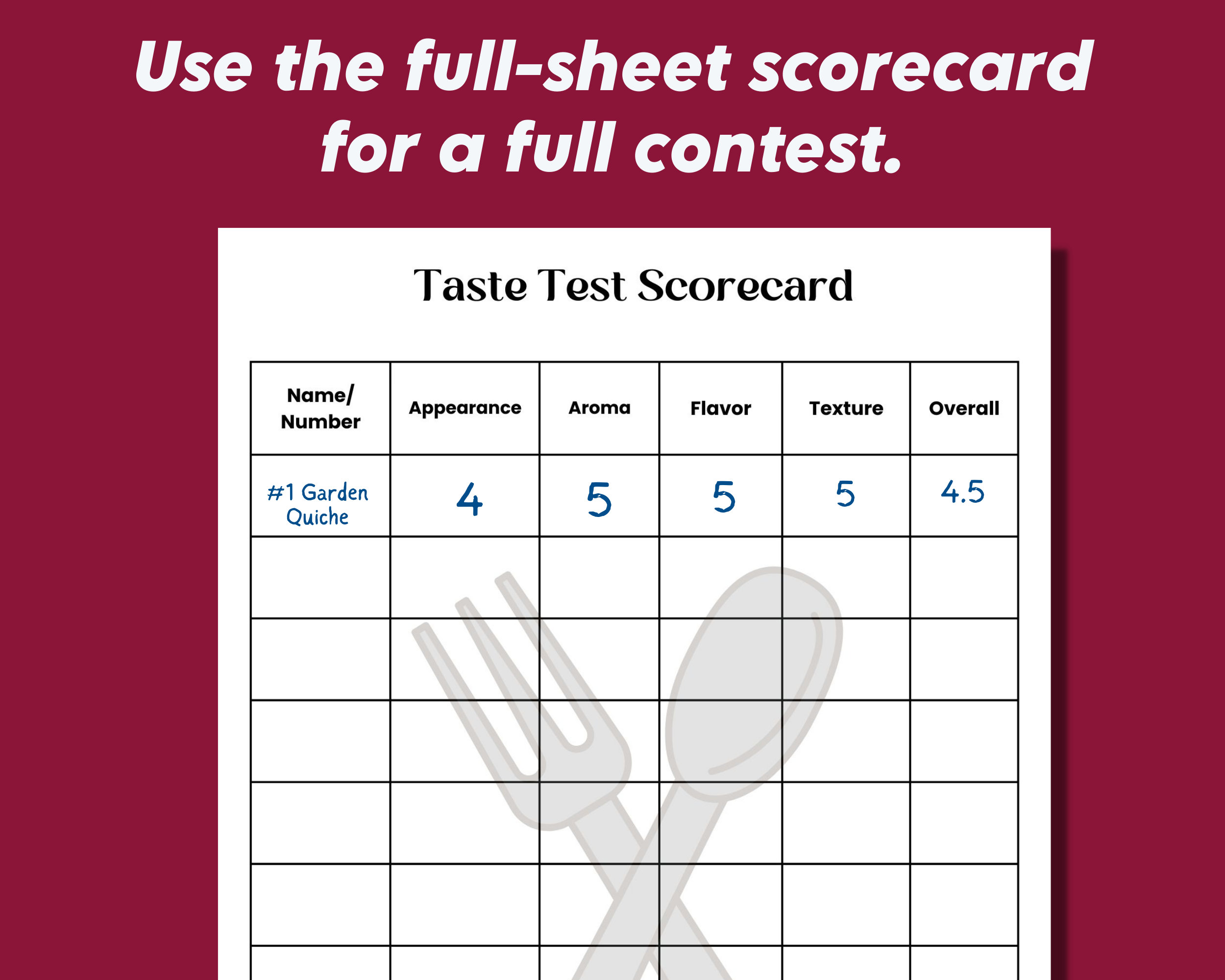 Taste Testing Challenge Contest Score Card Cookoff Party Food Tasting taste-testing-challenge-contest-score-card-cookoff-party-food-tasting