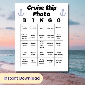 Cruise Ship Bingo Printable | Activity for Cruise Groups, Family Cruise Vacations, and More | Fun Photo Challenge or Fish Extender Gift