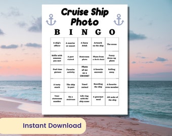 Cruise Ship Bingo Printable | Activity for Cruise Groups, Family Cruise Vacations, and More | Fun Photo Challenge or Fish Extender Gift