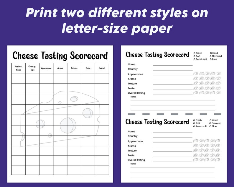 Cheese Tasting Scorecard – Wine & Cheese Party Game (PDF Download) - Etsy