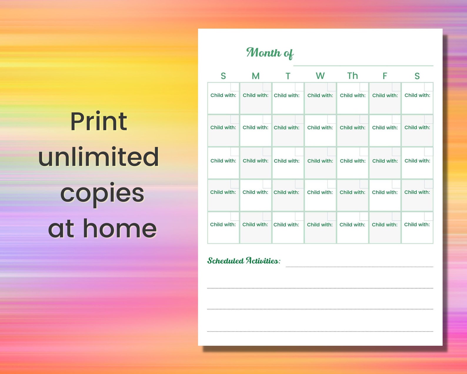 Custody Calendar Printable Keep Track of Visitation Schedule - Etsy