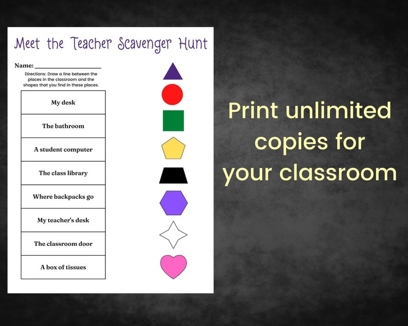Meet the Teacher Scavenger Hunt Classroom Activity for Students