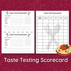 Carte de pointage du concours du défi des tests gustatifs, carte de pointage du jeu de dégustation de mets Cookoff Party, bulletin de vote pour le concours des mets culinaires