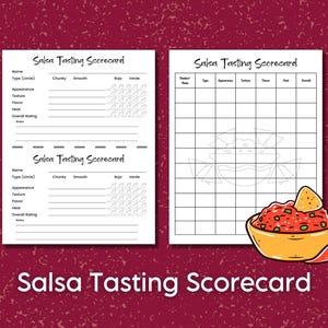 Salsaproeverijscorekaart, Salsa-proefnotities op deze scorekaart opnemen, leuk happy hour-spel of virtuele proeverij voor Cinco De Mayo-feest