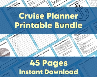 Cruise Planner Printable Checklist, Cruising Essentials Trip Ultimate Planner for All Cruise Lines, Easy-to-Use Vacation Planner Bundle