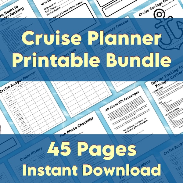 Cruise Planner Printable Checklist, Cruising Essentials Trip Ultimate Planner for All Cruise Lines, Easy-to-Use Vacation Planner Bundle