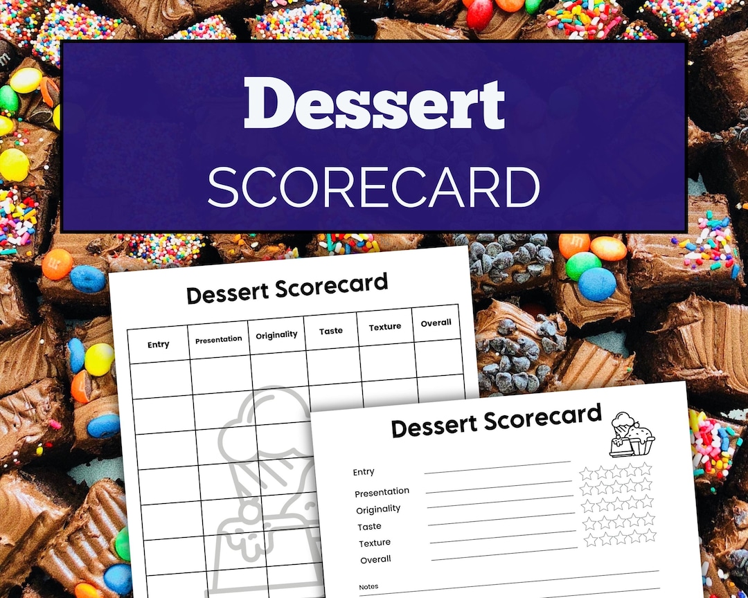 Dessert Taste Test Scorecard – Baking Competition Game Ballot or Tea ...