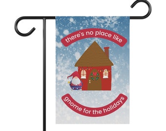 Gnome Christmas Garden Flag, Cute Lawn Gnome Banner for Home Porch or Yard, Holiday Garden Gnome Yard Decor