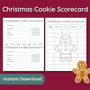 Weihnachtsplätzchen-Kontest Score-Karte, Feiertags-Plätzchen-Dekorieren-Börsen-Score-Karte, Winter-Büroparty oder Familientreffen-Plätzchen-Tausch-Spiel