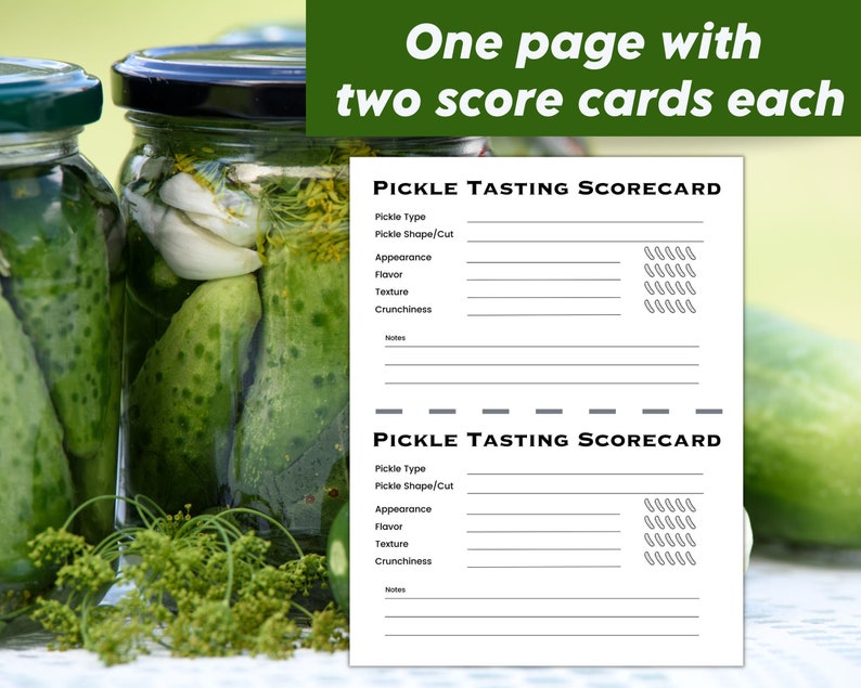 Pickle Tasting Score Card Family Party Food Game Food Etsy