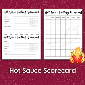 Scorekaart voor hete sausproeverij, scorekaart leuk gekruid eten partygame, hittetolerantie testen voor happy hour Hot Wings Scoville-schaalwedstrijd