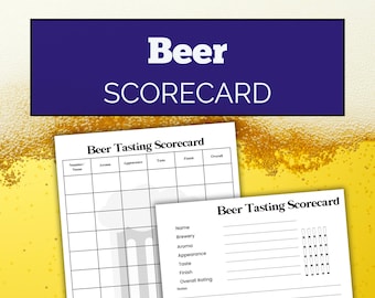 Beer Tasting Scorecard – Brew Pub Rating Happy Hour Game (Printable PDF Download)