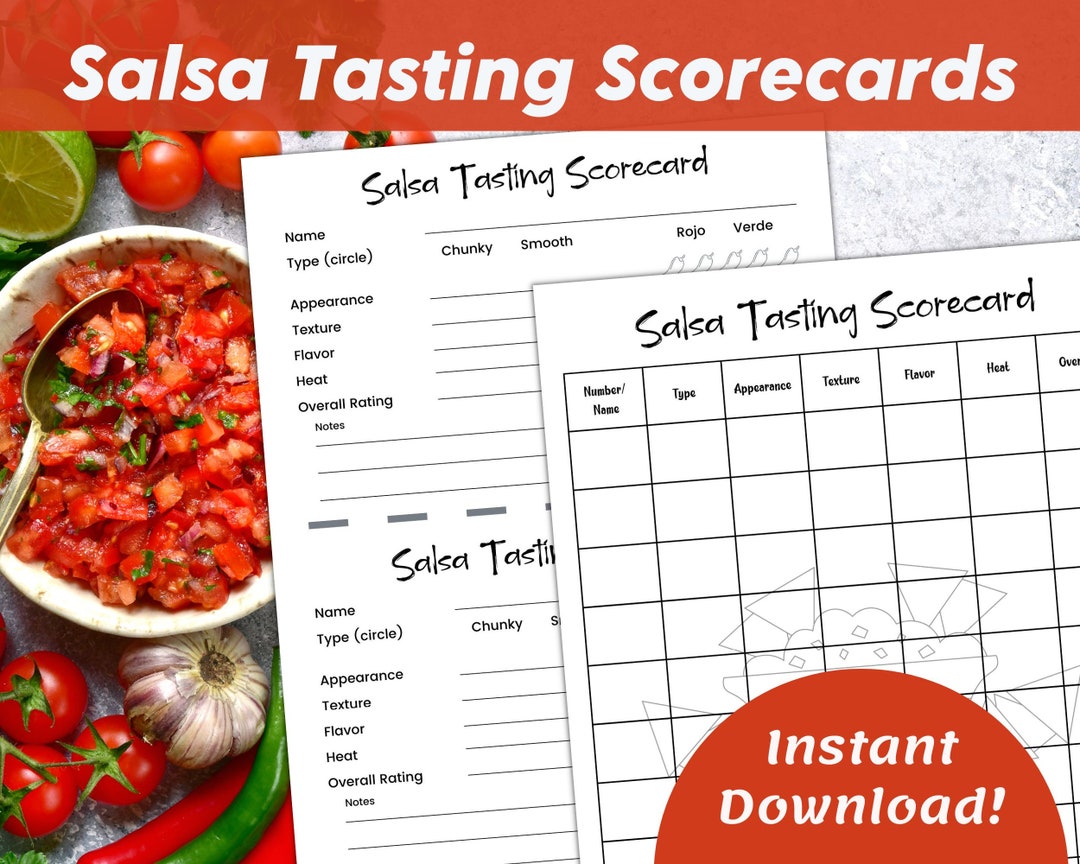 Salsa Tasting Score Card Record Salsa Tasting Notes on This Etsy