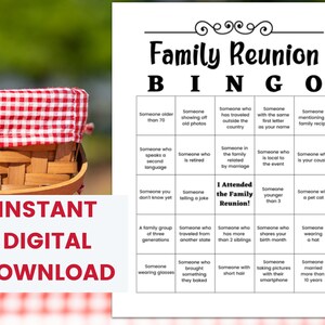 Family Reunion Bingo | Family Get Together Fun Icebreaker Printable | Get to Know Family Guessing Game and Party Activity | Family Picnic