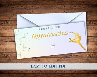 Editable Gymnastics Gift Certificate Custom Coupon Voucher, Last-Minute Present (Printable PDF)