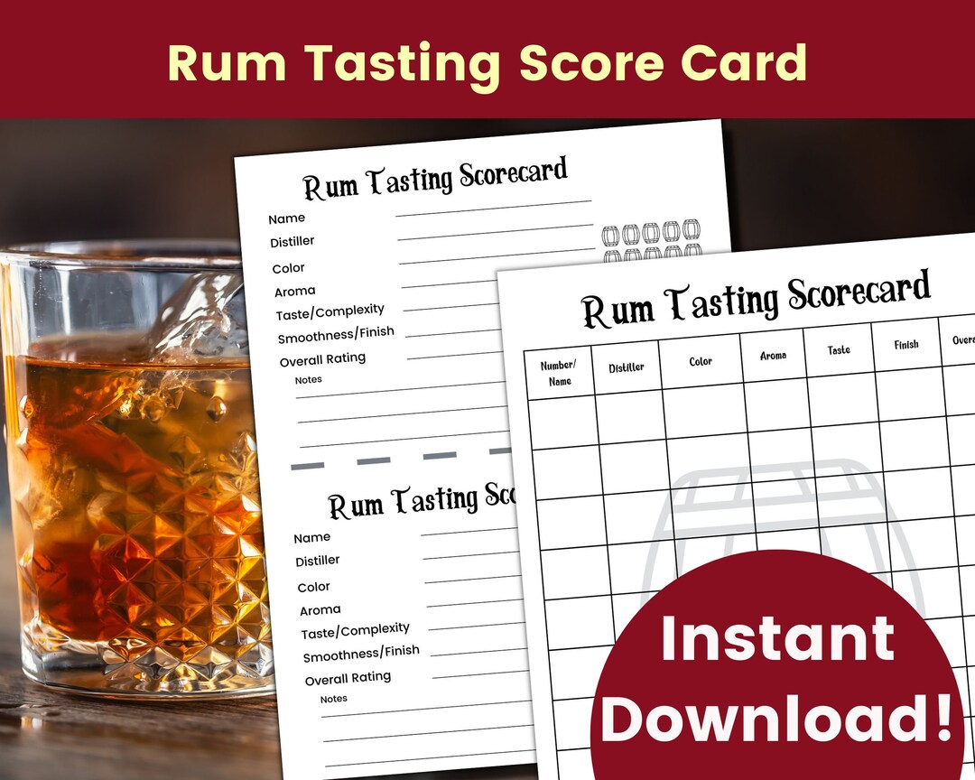 Rum Tasting Score Card Record Rum Tasting Notes Fun Happy Etsy