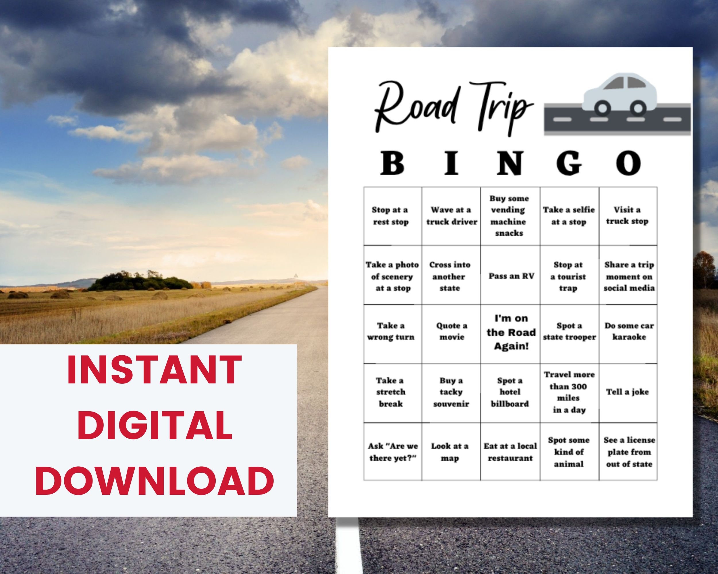 Road Trip Bingo Game | Keep Kids and Adults Entertained on Your Family Vacation with this Fun Activity Printable
