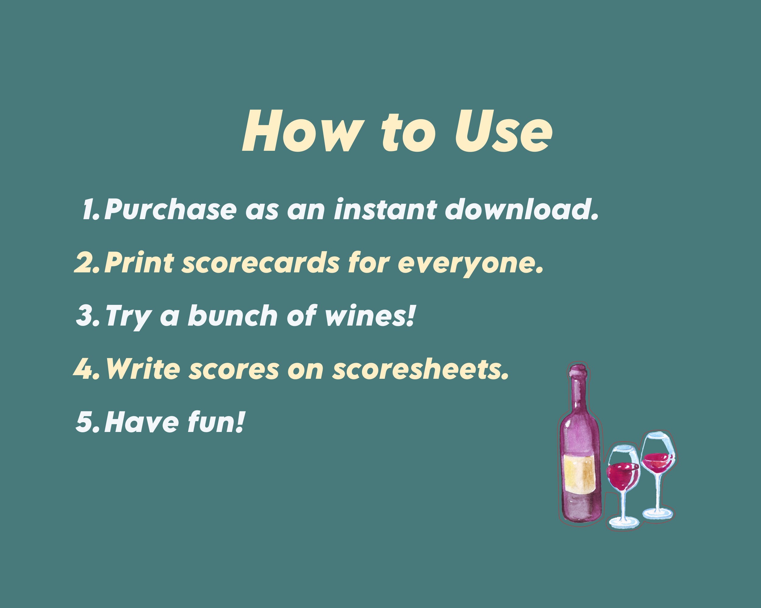 Wine Tasting Score Card, Tasting Scorecard Wine Party, Wine Flight ...