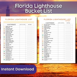 Florida Lighthouse Bucket List – Road Trip Travel Checklist (PDF Download)