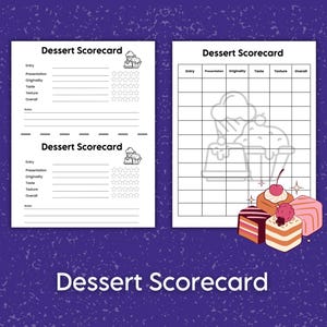 Dessert Contest Taste Test Challenge Score Card, Baker Cookoff Tasting Game Scorecard, Sweet Treat Tea Party Food Competition Ballot