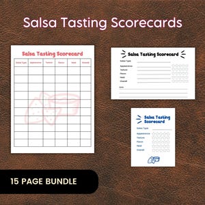 Bulletin de vote imprimable carte de visite pour le concours de dégustation de salsa pour Cinco De Mayo - Happy Hour - Fête de gourmets - Feuille de pointage pour napperon d'activités de groupe d'adultes