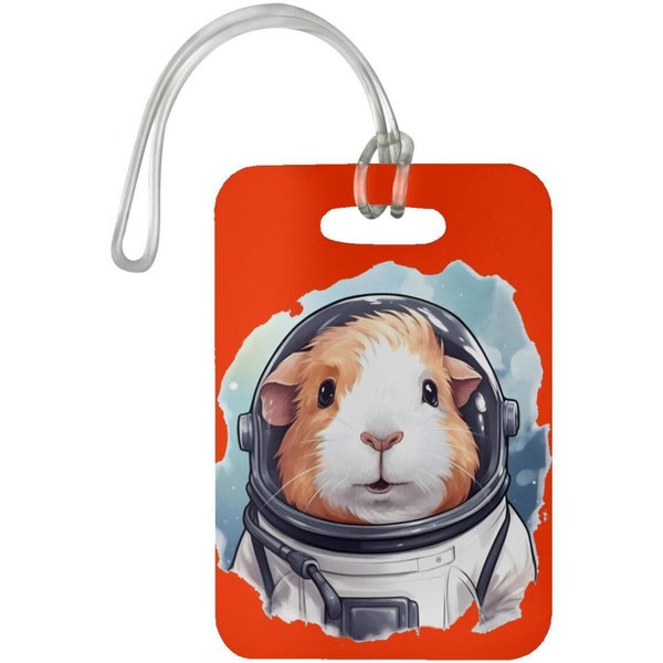 Guinea Pig Astronaut Luggage Tag, Cute Guineapig is Watching Luggage Tag, Funny Baggage Tag, I Saw That Bag Tag Travel Gift