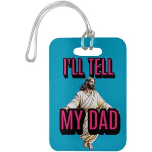Jezus thema bagagelabel, humoristisch kofferlabel, nieuwigheid reislabel, leuk cadeau, reizen essentieel, rugzakidentificatie