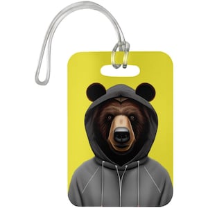 Kawaii hoodie Bear Luggage Tag, Bear Luggage Tag, Kawaii Luggage Tag, Kawaii Travel Accessory, Travel Gifts, Anime Gifts, Cute Tag, Carry On