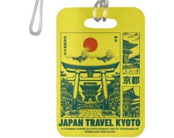 Kyoto Luggage Tag, Custom Kyoto Luggage Tag, Japan Suitcase Identifier, Torii Gates baggage tag japanese vintage