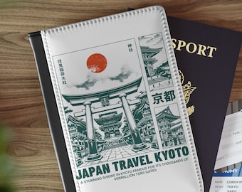 Japan Kyoto Passhalter, Organizador de Reisedokument, Wanderlust Geschenk, Touristen Accessoire, Reisebrieftasche
