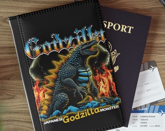 Godzilla Passport Cover, Gift for Japan Traveler, Nippon Travel Accessories Wallet, Faux Leather, Monster Passport Holder