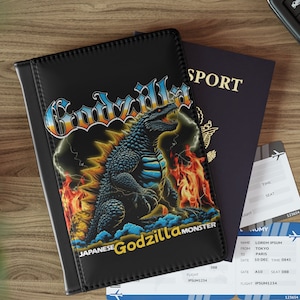 Funda para pasaporte de Godzilla, regalo para viajeros japoneses, billetera con accesorios de viaje de Nippon, piel sintética, funda para pasaporte de monstruo