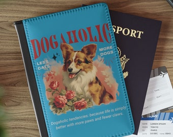 Corgi Passport Cover, Cute dog Lover Passport case, cute puppy Travel Accessory for Corgi dog mom, Faux Leather Passport Holder for her