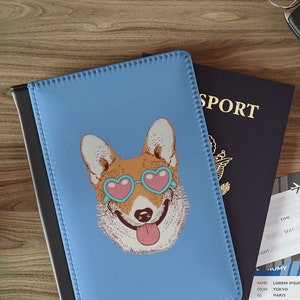 Cute Corgi Passport Cover - Adorable puppy  for Animal Enthusiasts - Unique Corgi Print Passport Case - Travel Accessory for Pet Owners