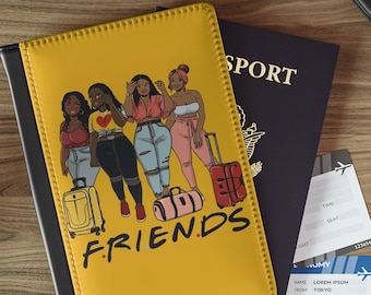 Stylish Black Girls Passport Case - Personalized Holder for Travelling with Friends -  Custom Passport Holder Case for Wanderlust Journeys