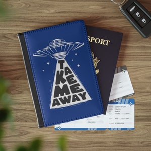 Lustige Passhülle für UFO-Liebhaber, niedlicher Kinderpasshalter, benutzerdefiniertes Passzubehör lustiges UFO-Meme, Kunstleder