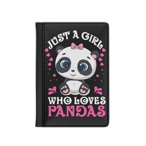 A funny passport holder for girls who love pandas. A cute panda passport cover for kids and panda lovers