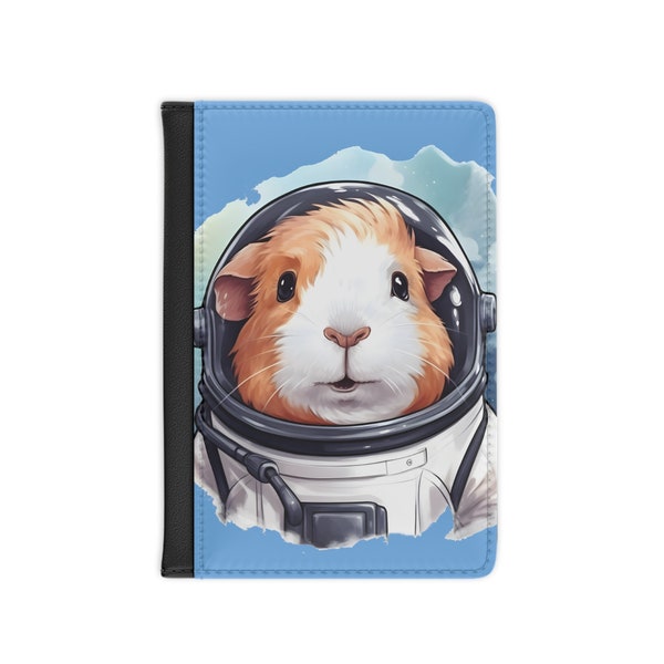 Astronaut Passport Holder, Guinea Pig funny passport cover, leather passport holder, travel document organizer, Travel gift for kids