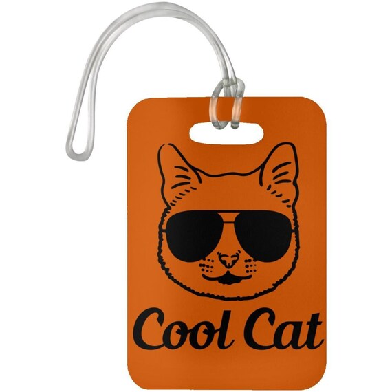Cool Cat Luggage Bag Tag Retro Pixel Cat Baggage Tags Cute Cat With Sunglasses Suitcase Tags Uniquely Cute Cat Travel Gifts for Kids Etsy