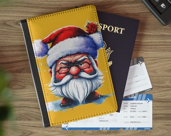 Santa funny passport cover, cool passport holder gift for Christmas travel Gift for kids and for Santa Claus funny fans